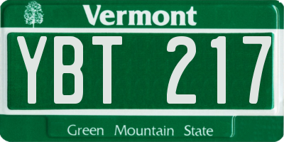 VT license plate YBT217