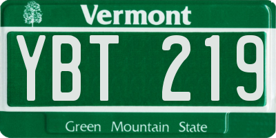VT license plate YBT219
