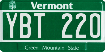 VT license plate YBT220