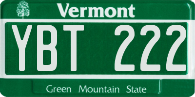 VT license plate YBT222