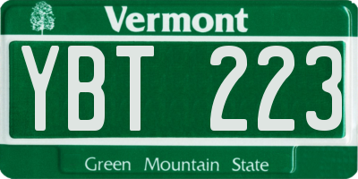 VT license plate YBT223