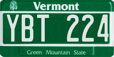 VT license plate YBT224