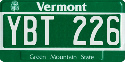 VT license plate YBT226
