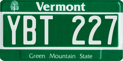 VT license plate YBT227