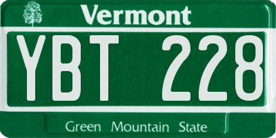 VT license plate YBT228