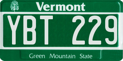VT license plate YBT229