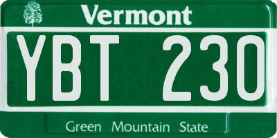 VT license plate YBT230