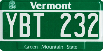 VT license plate YBT232