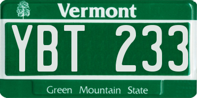 VT license plate YBT233