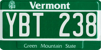 VT license plate YBT238