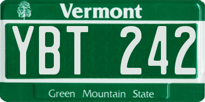 VT license plate YBT242