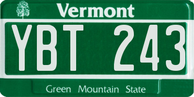 VT license plate YBT243