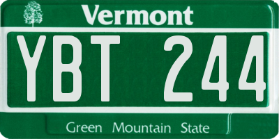 VT license plate YBT244
