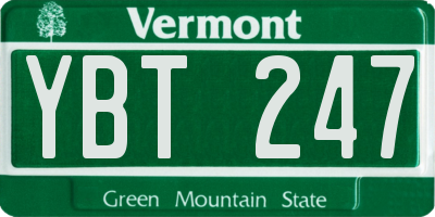 VT license plate YBT247