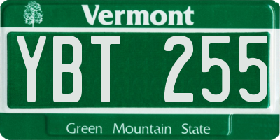 VT license plate YBT255