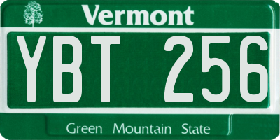 VT license plate YBT256