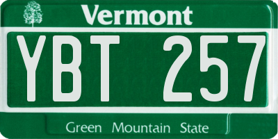 VT license plate YBT257