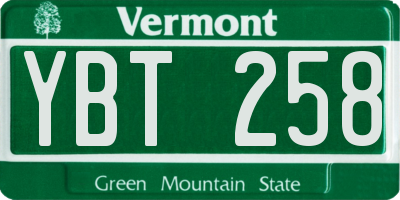 VT license plate YBT258