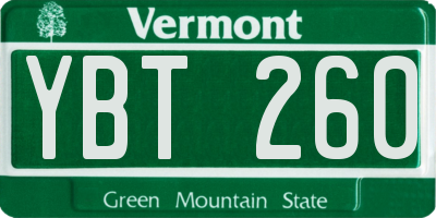 VT license plate YBT260