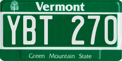 VT license plate YBT270