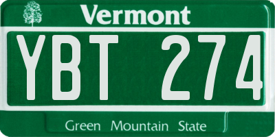 VT license plate YBT274