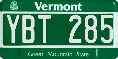 VT license plate YBT285