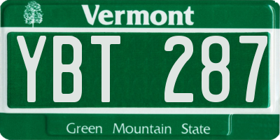 VT license plate YBT287