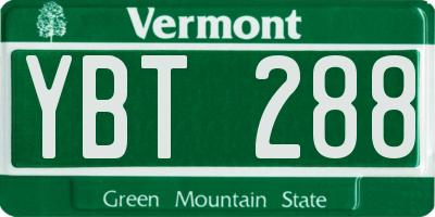 VT license plate YBT288