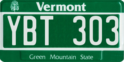 VT license plate YBT303