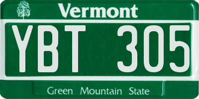 VT license plate YBT305