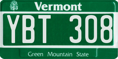 VT license plate YBT308