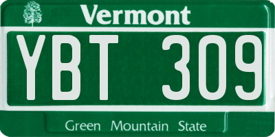 VT license plate YBT309