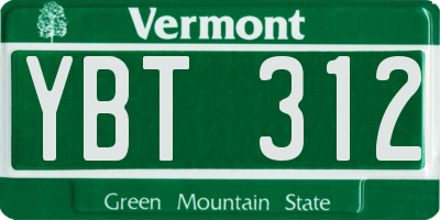 VT license plate YBT312