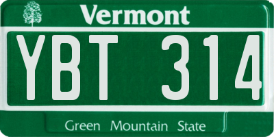 VT license plate YBT314