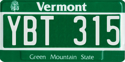 VT license plate YBT315