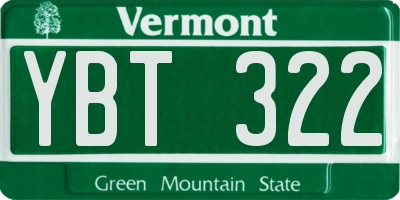 VT license plate YBT322