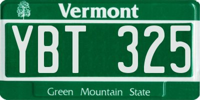 VT license plate YBT325