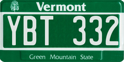 VT license plate YBT332