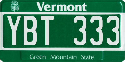 VT license plate YBT333