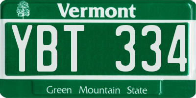 VT license plate YBT334