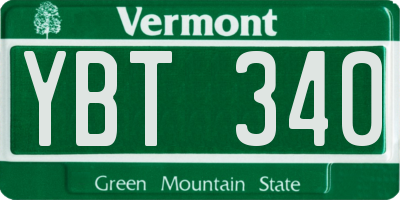 VT license plate YBT340