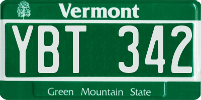 VT license plate YBT342