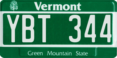 VT license plate YBT344