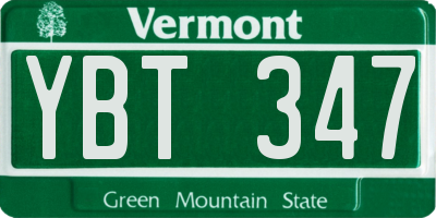 VT license plate YBT347
