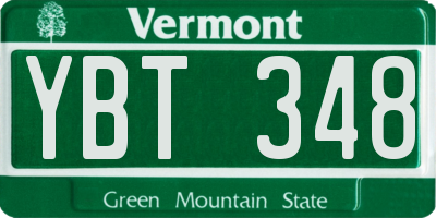 VT license plate YBT348