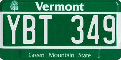 VT license plate YBT349