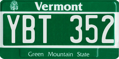 VT license plate YBT352