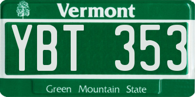VT license plate YBT353