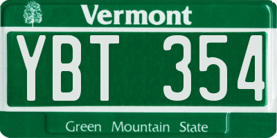 VT license plate YBT354
