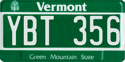 VT license plate YBT356